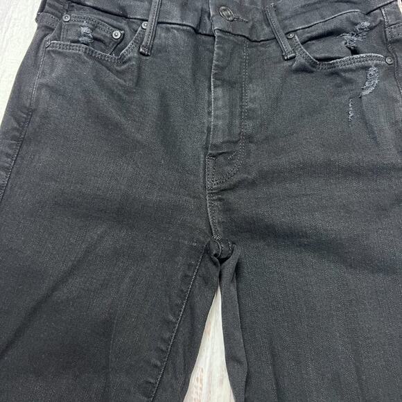 MOTHER Looker Ankle Fray Skinny Jeans SIZE 25 Guilty as Sin Black Denim - Picture 3 of 13